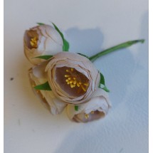 Цветы из ткани 4-4,5 см в пучках (6 шт) цв. светло-бежевый, цена за пучок